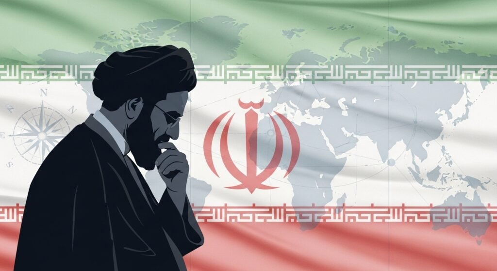 Who is Iran’s Supreme Leader? Everything About Ali Khamenei Portrait of Ali Khamenei, Leader of Iran, wearing traditional clerical attire with Iranian flag in the background
